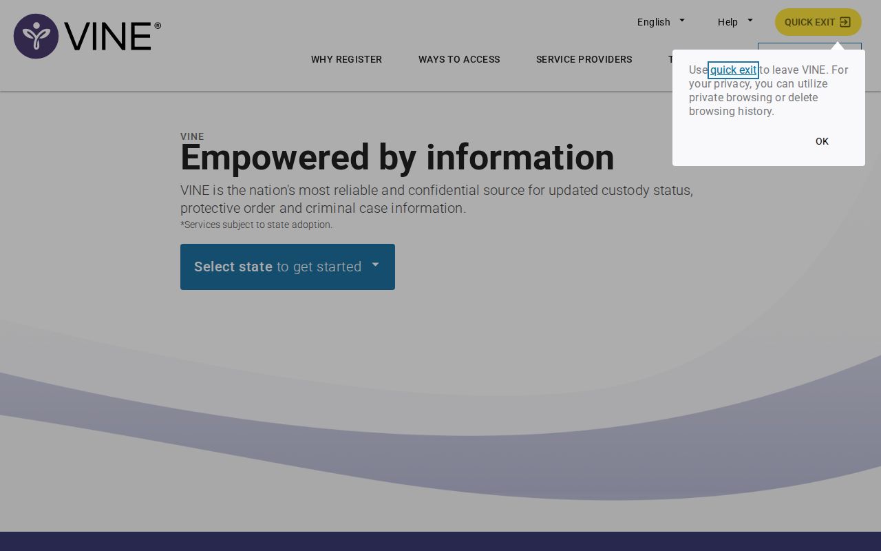 VINELink official web service for custody search and alert registration