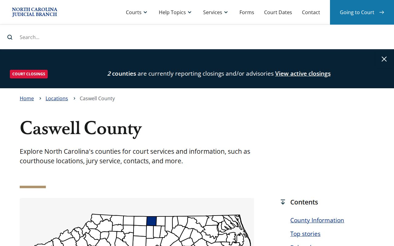 Caswell County arrest court records and disposition page