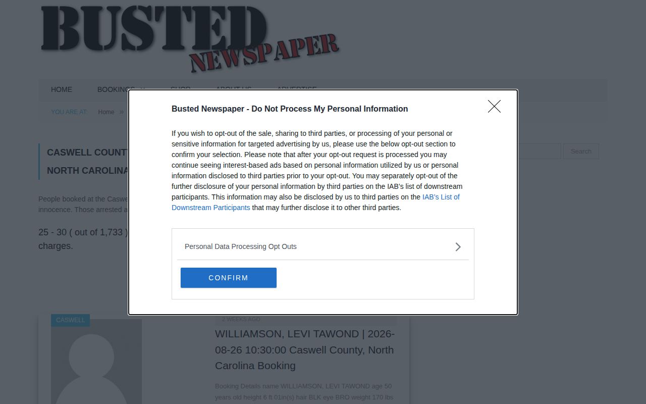 Busted Newspaper Caswell County paginated archive context