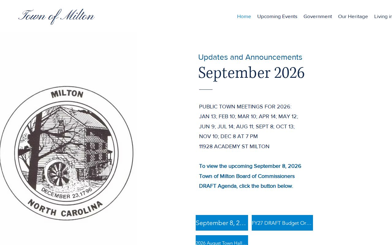 Official Town of Milton website used to check for local arrest resources